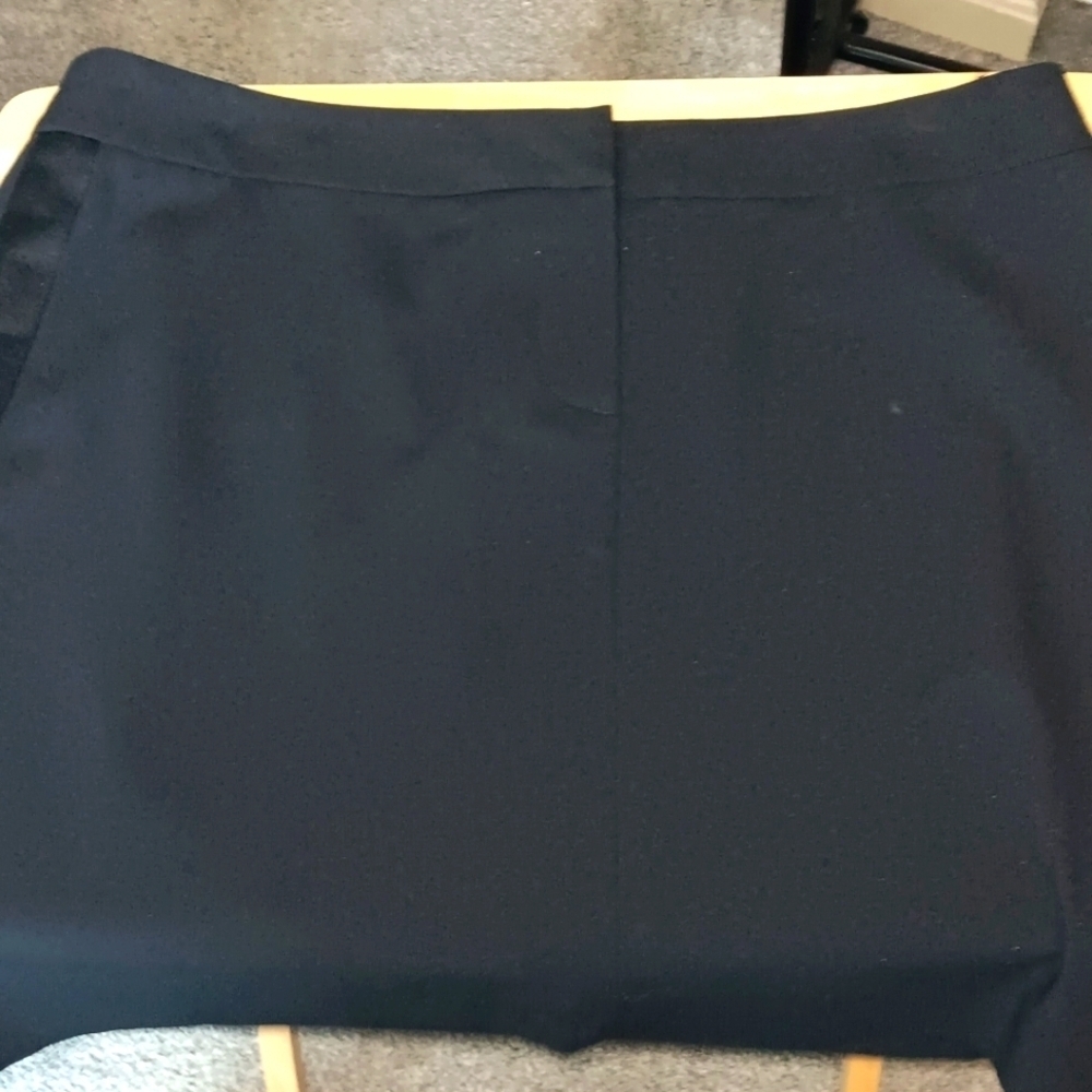 Tina Turk Black Mini Skirt Satin Stripes Down Sides Size 10 NWOT